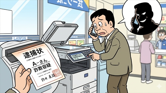 「あなたが犯人である証拠を見せる」コンビニのマルチコピー機が悪用される新手口詐欺_指示された予約番号を入力するとコピー機から印刷されたのは“逮捕状”！…警察も警鐘鳴らす