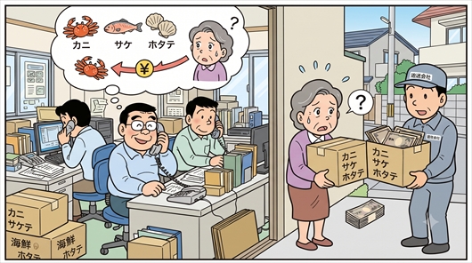 【カニカニ詐欺】「前回注文をもらった」巧妙な電話で約40万円を詐取 ウソの電話をかけ海産物を送り付ける詐欺―札幌の会社役員ら男7人を再逮捕―全国延べ4万人を狙った組織的犯行