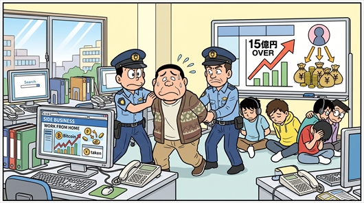 副業支援名目詐欺疑いで男逮捕、組織トップか 被害15億円以上